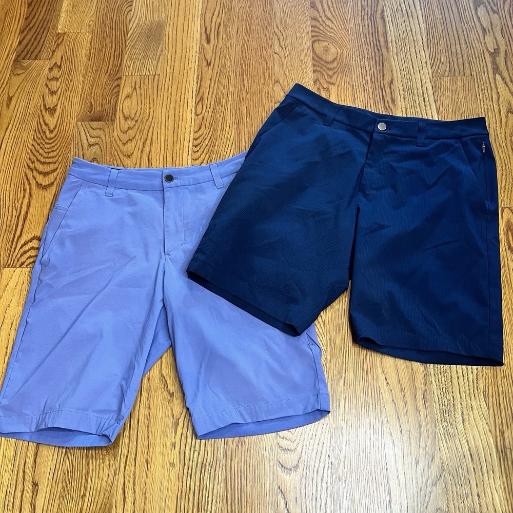 Lot of 2 Lululemon Men Shorts Size 30x9 Navy Blue And Lighter Blue Great Cond